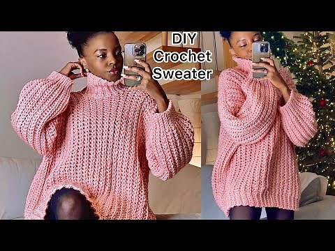 How To Crochet An Easy Ribbed Chunky Sweater / Knit Stitch #crochet #häkeln