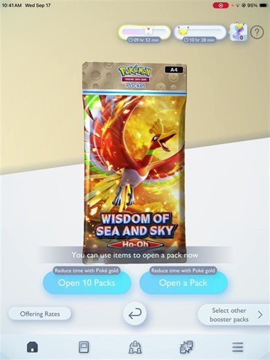 Watch the Fully immersive ho-oh ex cad from wisdom of sea and sky expansion of Pokémon TCG Pocket