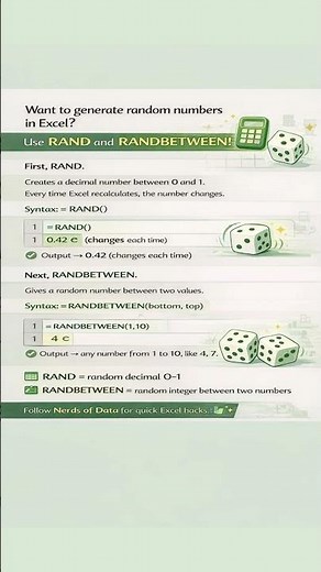 Generate Random Numbers in Excel 🎲 | RAND vs RANDBETWEEN Explained