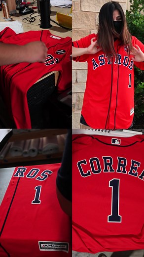 Represent your favorite team with your very own custom jersey! #astros #worldseries #worldseries2021 #baseball #customjersey #mlb #correa #houston #tx