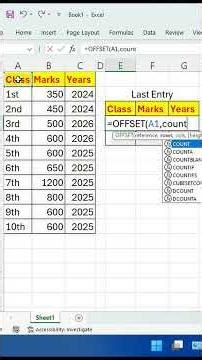 Get Last Data Entry in Excel 🔥 (OFFSET + COUNT Formula) #Shorts