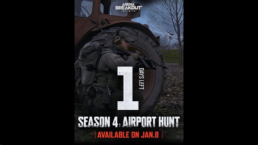 Less than 1 day to go. Boot up. Drop in. You'll get it. Season 4 drops January 8. #ArenaBreakoutPC #ArenaBreakoutInfinite #ABI #ABIS4 | Arena Breakout: Infinite