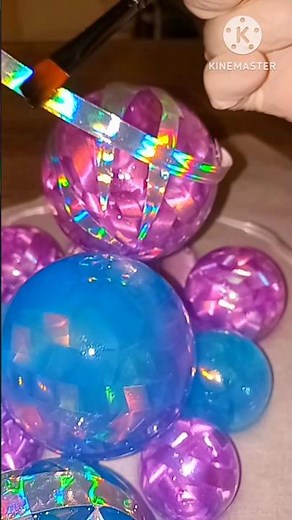 Mesmerizing DIY Resin Sphere Sculpture | UVresin on holographic film #craft #uvresin #shorts