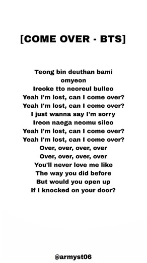 bts - come over (lyrics)
