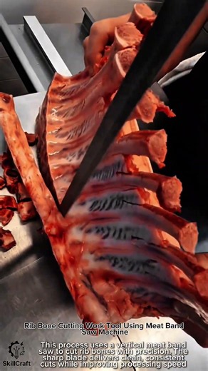 Rib Bone Cutting Work Tool Using Meat Band Saw Machine #worktool