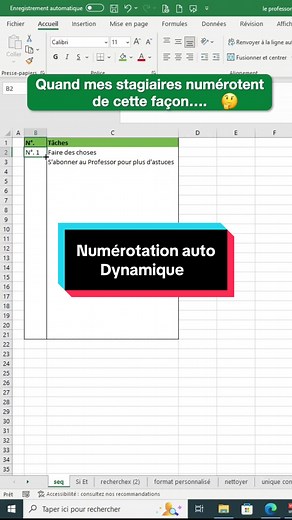 Numérotation Auto Dynamique dans Excel