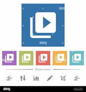 Video library flat white icons in square backgrounds. 6 bonus icons included Stock Vector Image & Art - Alamy