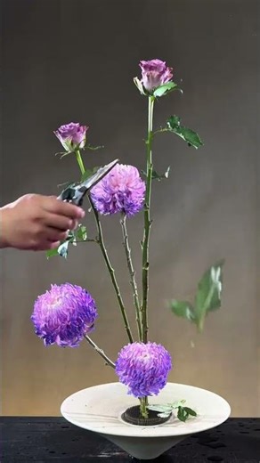 Jianshan Flower Arrangement Tutorial Chinese Aesthetic Expression of Purple Roses and Peon