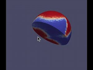 FreeFem++ simulation of phase separation on a sphere (cross section is shown). Cahn Hilliard eq.