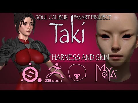 💗Taki, Soul Calibur Fanart Project, part 4: Armor and Skin texture (4x timelapse)
