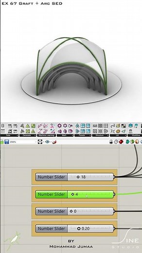 Grasshopper - EX 67 - Graft + Arc SED #parametricdesign #grasshopper #design #rhino ‪@sinestudio‬ #