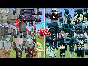 ALL MUTANT PILLAGERS VS ALL MUTANT WARDENS ALLIANCE MOBS BATTLE IN MINECRAFT