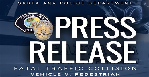 A pedestrian was fatally struck by a vehicle on Sunday night in Santa Ana