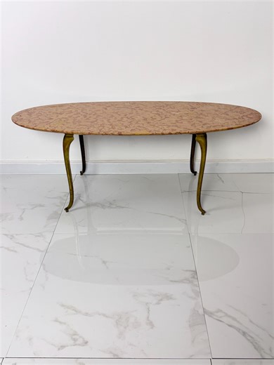 Oval Brass Coffee Table With Marble Top, 1950s - Etsy