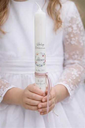 Communion Candle 2026 "you Are My Friends" Communion Candle 40 X 4 Cm Communion 2026 Motto Flower Wreath Girl 25 X 7 Cm - Etsy