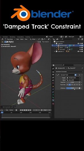 Animate Tails With Blender Damped Track Constraint #shorts