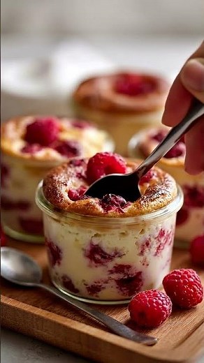 Baked Raspberry Cottage Cheese Cups full Recipe In first comment👇 #recipe #cottagecheese #easyrecipe