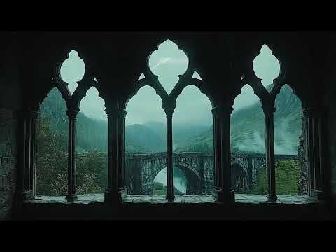 4K Rainy Medieval Castle Window View – Soft Rain for Deep Sleep Tonight