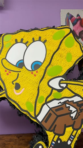 Piñata artist 🪅 on Instagram: "Okay this 4ft SpongeBob piñata was so cool to make! But I’ve had this song replaying in my head for one week straight 😭 I also find myself humming it randomly throughout the day 🫨"
