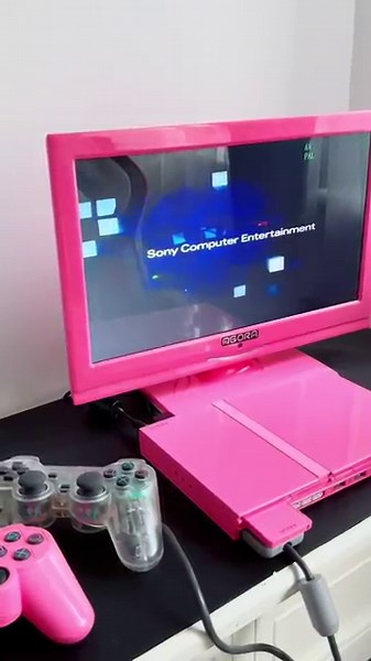 🎮💕pink ps2 with HDMI cable set up #pink #ps2 #playstation #gaming #gamingsetup #asmr #gamergirl