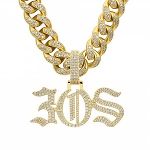 Custom Moissanite Old English Font Letter/Number Name Pendant