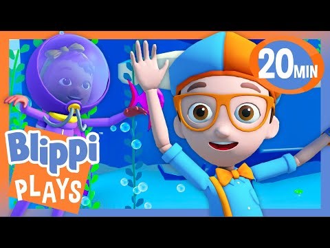 Blippi and Meekah Swimming with Fish 🐟 | BEST OF BLIPPI PLAYS | Roblox Gaming Videos for Kids