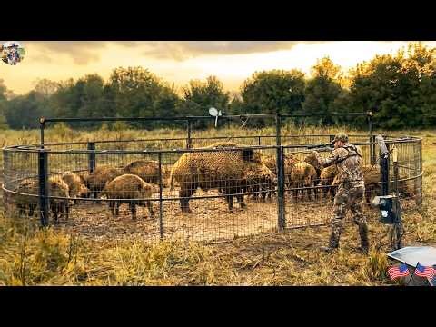 How Texas Farmers Deal With A Giant Wild Boar! - Wild Boar Trap Captures Male Wild Boar