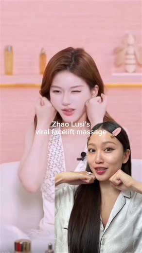 Zhao Lusi’s viral V face massage tutorial 🤍✨ And the secret to getting a more lifted face… a gooood skin firming cream/duo!💗 Try this to lift your face naturally xx Here’s what I used: ✨@Olay Skin Care Ultra Firming Serum ✨Olay Super Collagen-Peptides moisturiser #OlayPartner