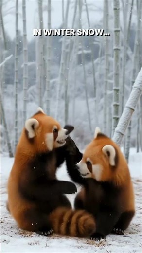 Red Pandas Playing in Snow ❄️ This Is Pure Happiness 🐾 #redpanda #nature