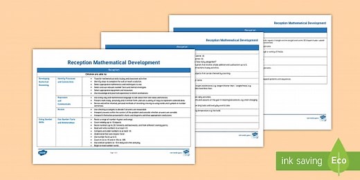 Reception Mathematical Development Editable Overview