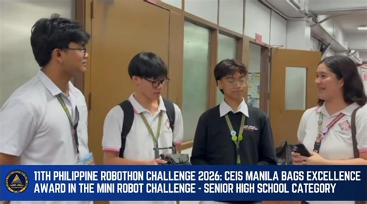 CEIS Manila proudly commends our Escolarians for their success at the 11th Philippine Robothon 2026, organized by First Eduspec Inc. (FEI), held on February 7, 2026 at the University of San Agustin, Iloilo. The event emphasized the use of robotics in addressing pressing societal issues such as food sustainability, inclusive education, and disaster response, during which Team Escolarians Alpha achieved the Excellence Award in the Mini Robot Challenge Senior High School Category. Two teams represe
