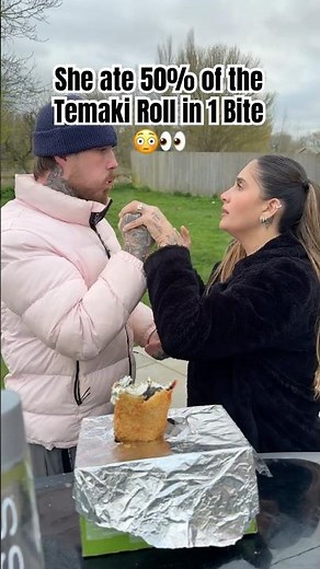 She ate 50% of the Temaki Roll in 1 Bite 😳👀