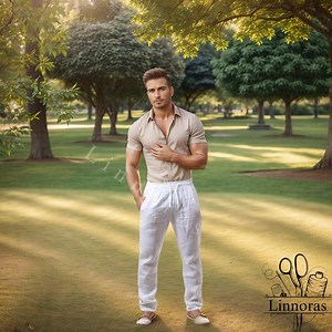 Men’s Linen Cotton Pants Summer Trousers - Lightweight Casual Drawstring Joggers for Beach, Mans Organic Pants, Gift for Him Pants - Etsy