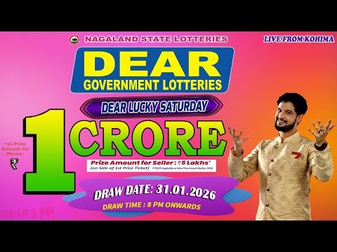 DEAR 8 PM LUCKY SATURDAY DATE 31.01.2026 NAGALAND STATE LOTTERIES DRAW
