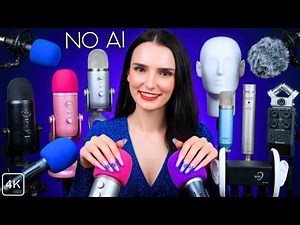 ASMR with Different MICS , ITEMS & NAILS 💙 Mic Scratching , Tapping , Massage etc - No Talking 4K