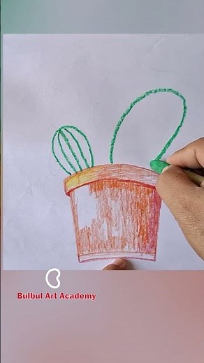 Easy Cactus Drawing Trick || How to draw cactus plant with pot || Step by step drawing for beginners