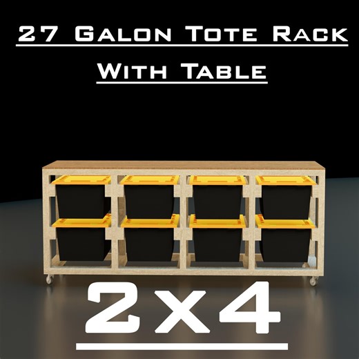 27 Gallon Tote Rack and Workbench – DIY Woodworking Plans – Mobile Storage System PDF - Etsy