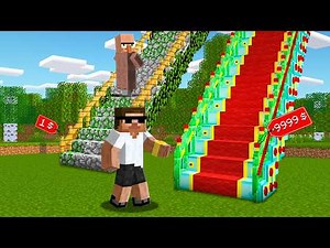 Noob vs Hacker Stairs Build Challenge in Miencraft