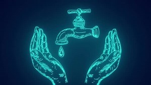 Save the water don't waste water protect environment animation