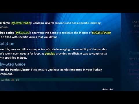 Mastering Pandas: How to Set a Series Index from a DataFrame and Populate It with Data