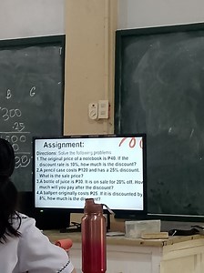 The original price of a notebook is P40. If the discount rate i... | Filo