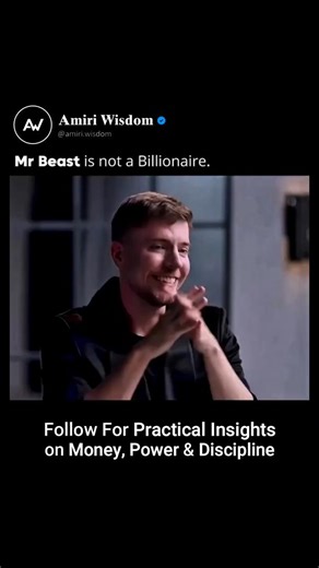 Mindset | Wisdom | Success on Instagram: "While MrBeast (Jimmy Donaldson) is a confirmed billionaire in net worth, he has clarified that his wealth is almost entirely tied up in his businesses. He personally holds very little liquid cash. The Details His billionaire status, verified by outlets like Forbes, comes from the value of his empire, his YouTube channels, Feastables snack brand, and ventures like MrBeast Burger. This entity was reportedly valued close to $5 billion in recent funding roun