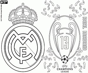 Real Madrid, champion for the 13th time coloring page printable game