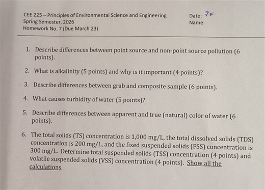 CEE 225 - Principles of Environmental Science and Engineering S... | Filo