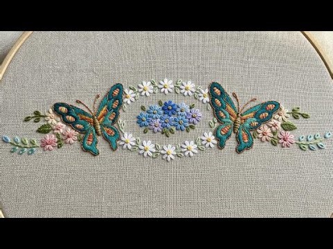 Kashmiri Embroidery Butterfly Border Design