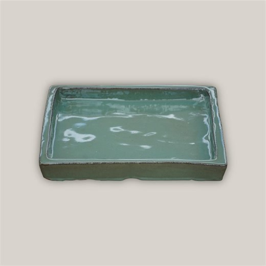 Square | Green Cream Ceramic Plant Saucer - Premium Handcrafted With a Beautiful, Durable Protective Finish - Sizes 8"-15" - Free Shipping - Etsy