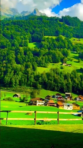 Beautiful Switzerland Village 🇨🇭 4K | Green Valley & Cloudy Mountains