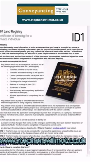 🔴 ID1 Form - Land Registry 🔴 in Pontypool • Face to Face • not video call The video call version is an ID5 which we cannot offer due to compliance ➡️ www.stephenswilmot.co.uk ⬅️ 02922 648003 | 07944 377029 #pontypool #cwmbran #newinn #blaenavon #torfaen
