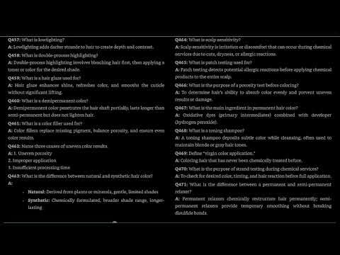 Cosmetology Questions 450-474 Help with State Board Exam