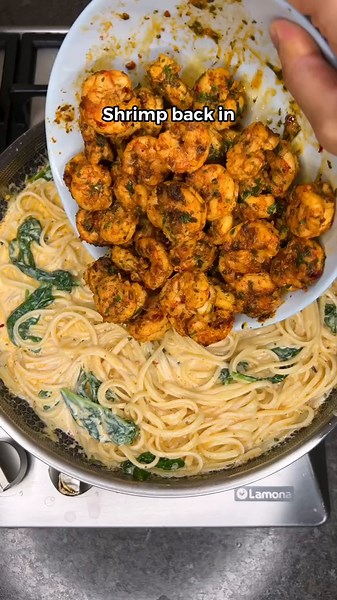 High Protein Creamy Lemon Garlic Shrimp Linguine Recipe
